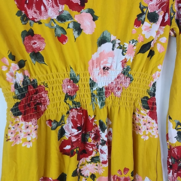 NoBo M Gold Red Floral Pullover Dress - Picture 5 of 6